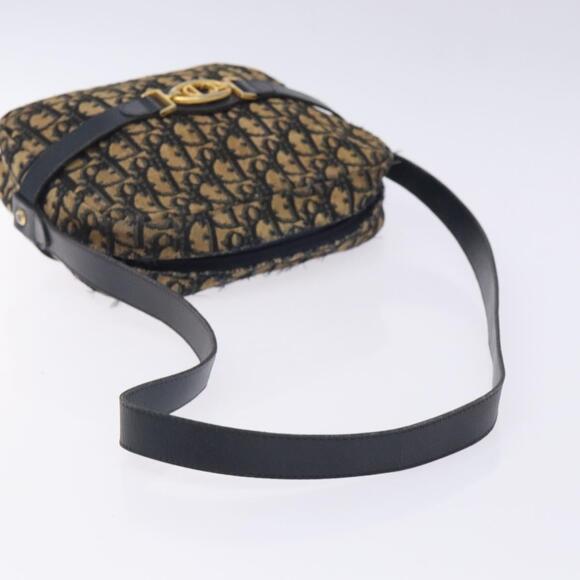 Christian Dior Trotter Canvas Shoulder Bag Navy Gold Auth  DIOR Trotter Canvas Shoulder Bag Navy Gold